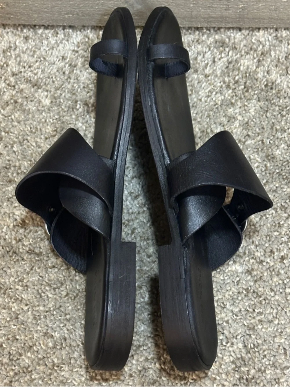 Free People Black Leather Barcelona Slip-On Sandals NEW | Size 10 - Picture 6 of 10